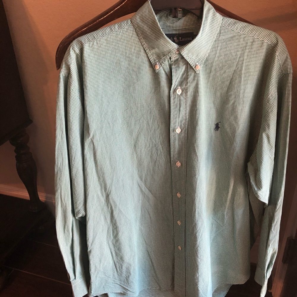 Ralph Lauren Blaire green/white gingham button down sz medium